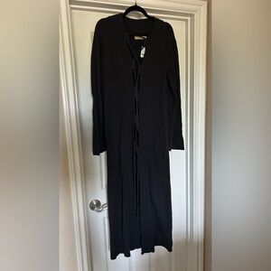 Free People Black Long Sleeve Maxi Dress with Front Tie, NWT, size Medium
